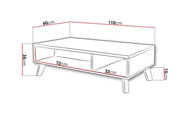 Kardos Sofabord 110 cm med Oppbevaringshyller - Natur/Svart - Møbler - Bord - Sofabord