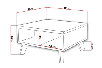 Kardos Sofabord 60 cm med Oppbevaringshyller - Natur/Svart - Møbler - Bord - Sofabord