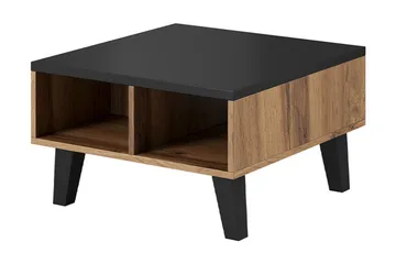 Kardos Sofabord 60 cm med Oppbevaringshyller - Natur/Svart - Møbler - Bord - Sofabord