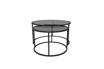 Kashiwa 60 cm Rundt Sofabord i Glass med Glass og Metall - Røykgrå - Møbler - Bord - Sofabord