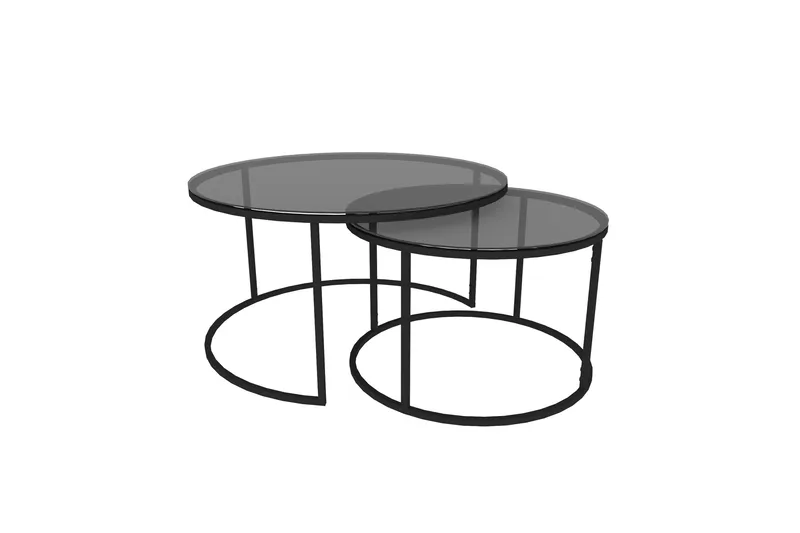 Kashiwa 60 cm Rundt Sofabord i Glass med Glass og Metall - Røykgrå - Møbler - Bord - Sofabord