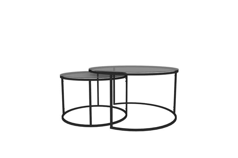 Kashiwa 60 cm Rundt Sofabord i Glass med Glass og Metall - Røykgrå - Møbler - Bord - Sofabord