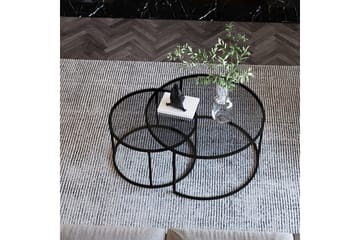 Kashiwa 60 cm Rundt Sofabord i Glass med Glass og Metall - Røykgrå - Møbler - Bord - Sofabord