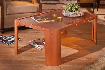 Kazuko Rektangulært Sofabord 110 cm i Metall med Naglet Platekonstruksjon - Kobber - Møbler - Bord - Sofabord