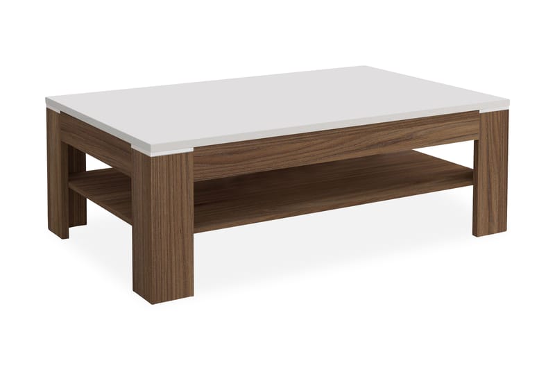 Keoisha Sofabord 120 cm med Oppbevaringshylle - Brun/Hvit - Møbler - Bord - Sofabord