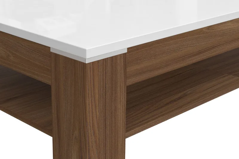 Keoisha Sofabord 120 cm med Oppbevaringshylle - Brun/Hvit - Møbler - Bord - Sofabord