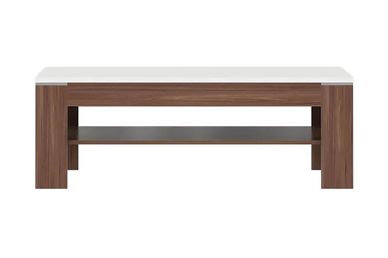 Keoisha Sofabord 120 cm med Oppbevaringshylle - Brun/Hvit - Møbler - Bord - Sofabord