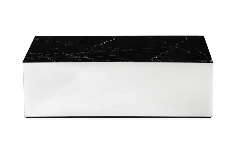 Kerkis Sofabord 110 cm Marmormønster - Spegel/Glass/Svart - Sofabord - Speilbord