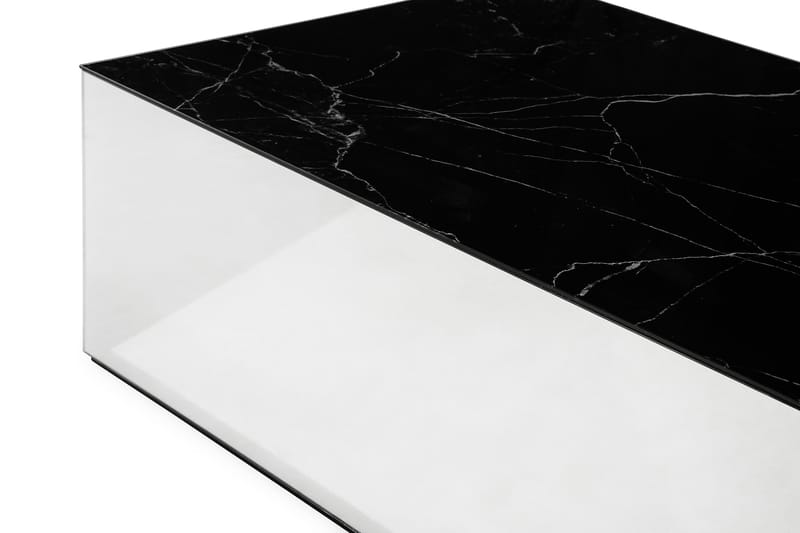 Kerkis Sofabord 110 cm Marmormønster - Spegel/Glass/Svart - Sofabord - Speilbord