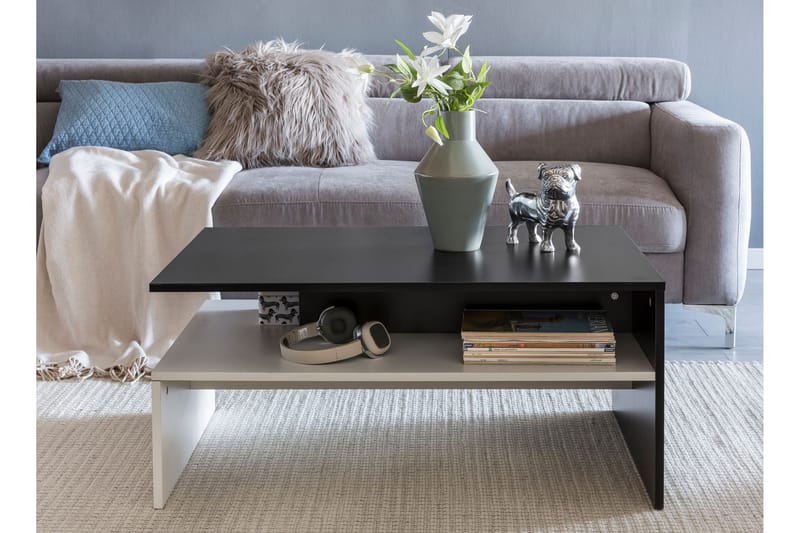 Ketchum Sofabord 90 cm med Oppbevaringshylle - Svart/Hvit - Møbler - Bord - Sofabord