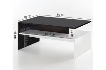 Ketchum Sofabord 90 cm med Oppbevaringshylle - Svart/Hvit - Møbler - Bord - Sofabord