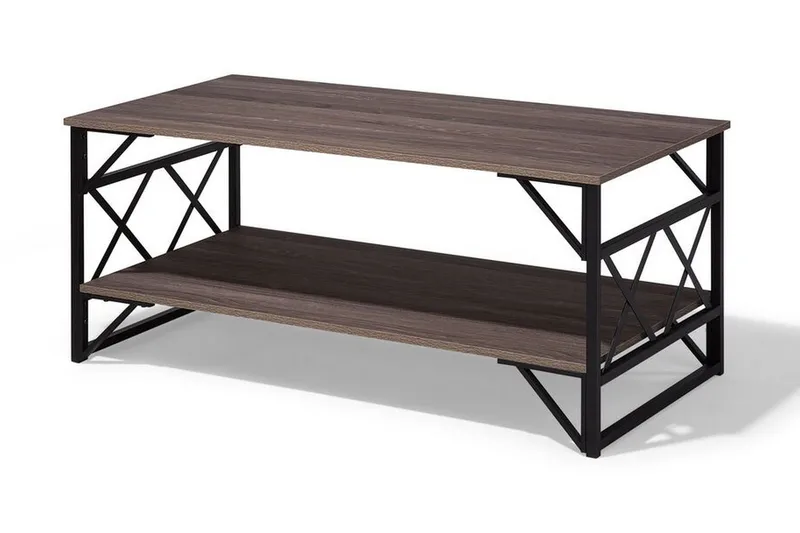 Kindertofte Sofabord 120 cm med Oppbevaringshylle - Brungrå - Møbler - Bord - Sofabord