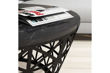 Koraleigh Sofabord 90 cm Rundt Marmormønster - Svart - Møbler - Bord - Sofabord