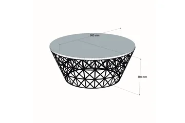 Koraleigh Sofabord 90 cm Rundt Marmormønster - Svart - Møbler - Bord - Sofabord