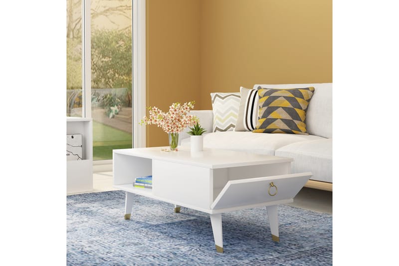 Koruco Sofabord 90x42,4x90 cm - Hvit - Møbler - Bord - Sofabord