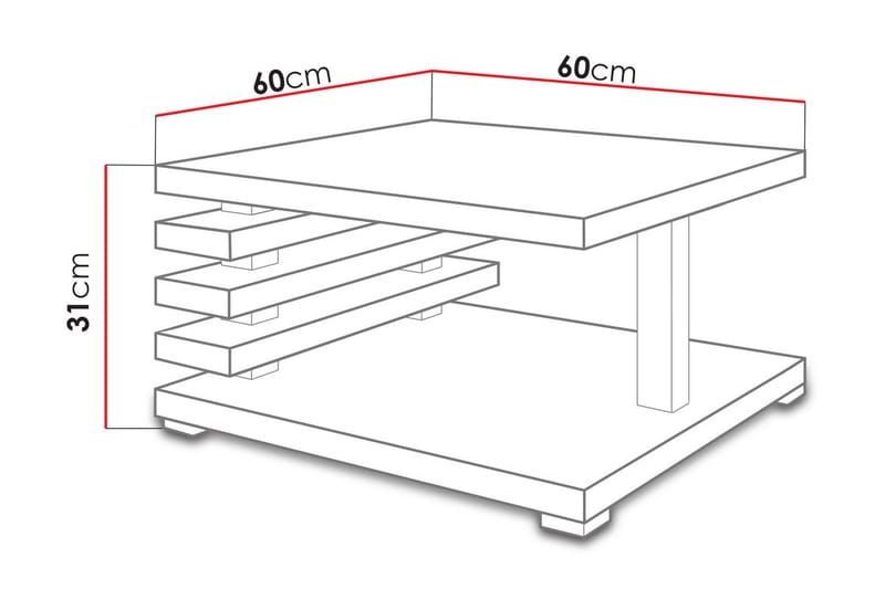 Kyoto Sofabord 60 cm med Oppbevaringshylle - Svart - Møbler - Bord - Sofabord