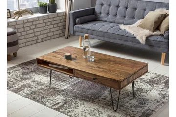 Langner Sofabord 117 cm med Oppbevaring 2 Skuffer + Hyller - Møbler - Bord - Sofabord - Sofabord med oppbevaring