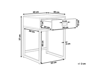 Largona 40 cm Firkantet Sofabord med Skuffer i Tre med Understell i Metall - Hvit - Møbler - Bord - Sofabord