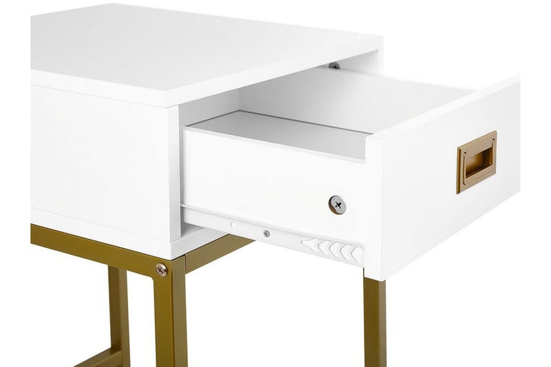 Largona 40 cm Firkantet Sofabord med Skuffer i Tre med Understell i Metall - Hvit - Møbler - Bord - Sofabord