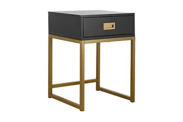 Largona Kvadratisk Sofabord med Skuffer 40 cm i Tre med Metallstativ - Sort - Møbler - Bord - Sofabord