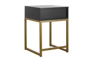 Largona Kvadratisk Sofabord med Skuffer 40 cm i Tre med Metallstativ - Sort - Møbler - Bord - Sofabord