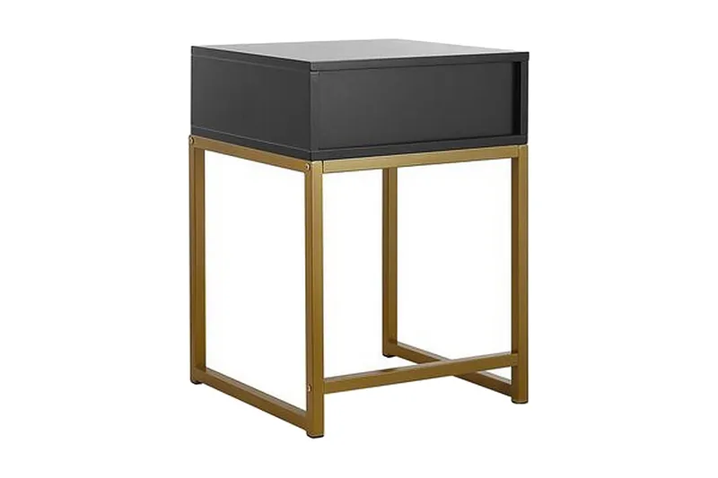 Largona Kvadratisk Sofabord med Skuffer 40 cm i Tre med Metallstativ - Sort - Møbler - Bord - Sofabord