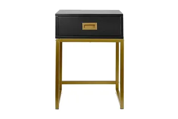Largona Kvadratisk Sofabord med Skuffer 40 cm i Tre med Metallstativ - Sort - Møbler - Bord - Sofabord