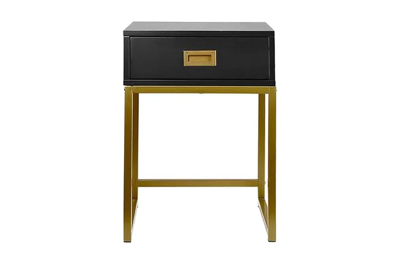 Largona Kvadratisk Sofabord med Skuffer 40 cm i Tre med Metallstativ, Sort