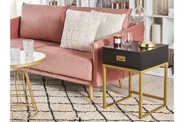 Largona Kvadratisk Sofabord med Skuffer 40 cm i Tre med Metallstativ - Sort - Møbler - Bord - Sofabord