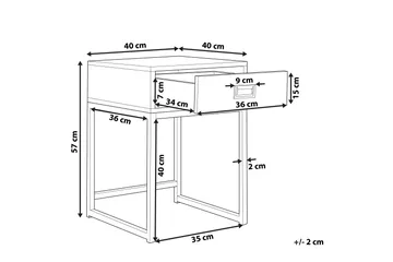 Largona Kvadratisk Sofabord med Skuffer 40 cm i Tre med Metallstativ - Sort - Møbler - Bord - Sofabord