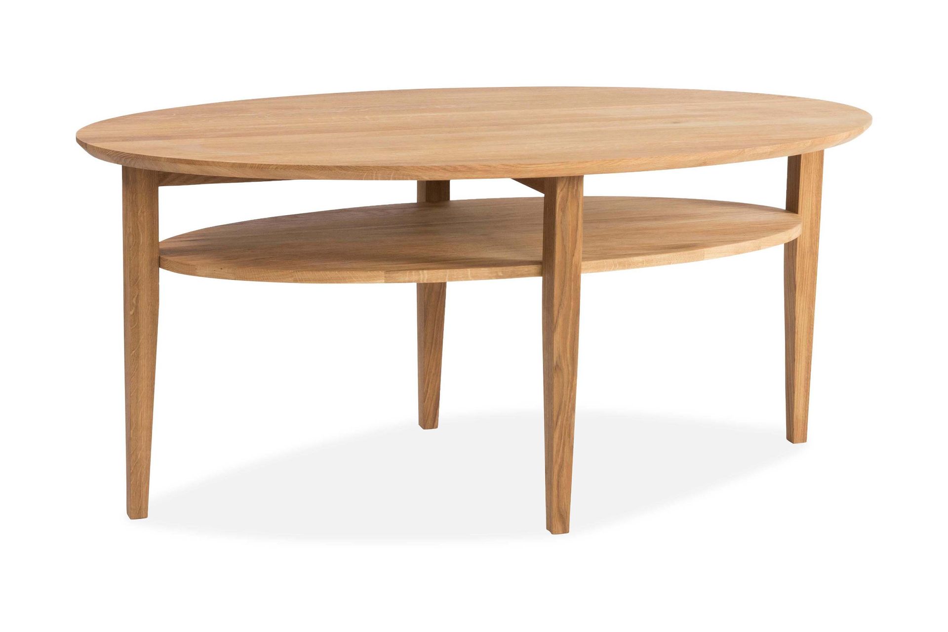 Laurelville Sofabord 130 cm Ovalt med Oppbevaringshylle - Eik - Møbler - Bord - Sofabord