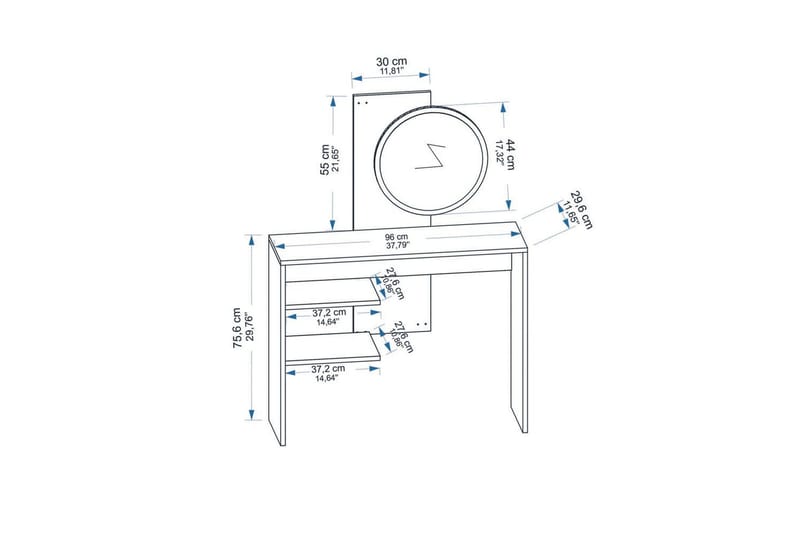 Laxman Sminkebord 96 cm - Blå/Antrasitt - Møbler - Bord - Sminkebord & toalettbord