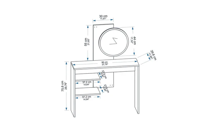 Laxman Sminkebord 96 cm - Blå/Antrasitt - Møbler - Bord - Sofabord - Kistebord