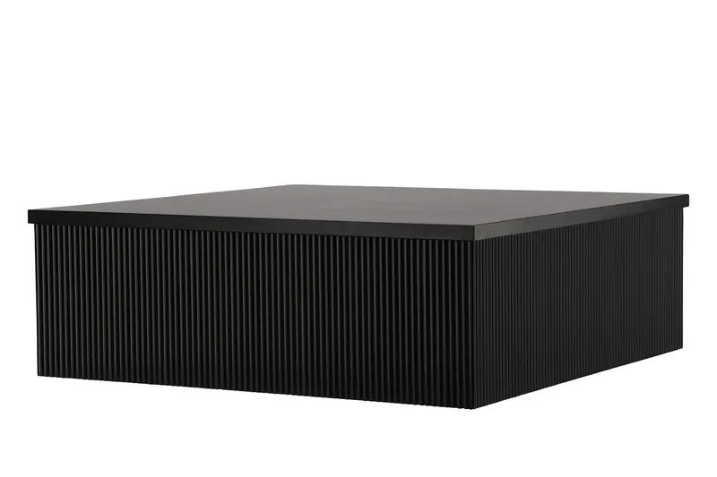 Lenox Kvadratisk Sofabord 90 cm i Tre med Riflet Sarg - Sort - Møbler - Bord - Sofabord