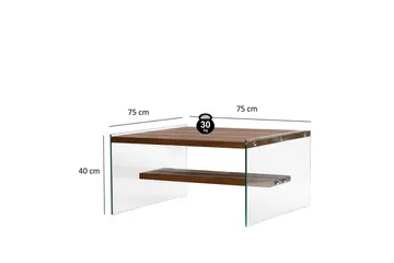 Lepinas 75 cm Firkantet Sofabord med Glassider og Hylle i Lyst Tre - Brun - Møbler - Bord - Sofabord