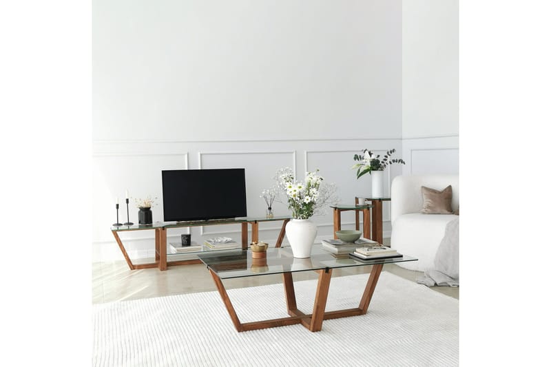 Liepene Settbord 50x40x50 cm Rundt - Brun - Møbler - Bord - Sofabord