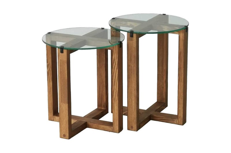 Liepene Settbord 50x40x50 cm Rundt - Brun - Møbler - Bord - Sofabord