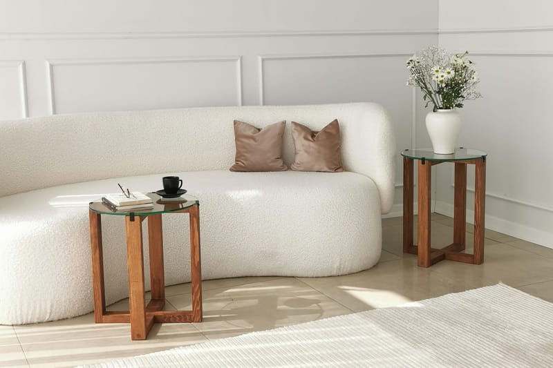 Liepene Settbord 50x40x50 cm Rundt - Brun - Møbler - Bord - Sofabord