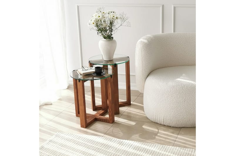 Liepene Settbord 50x40x50 cm Rundt - Brun - Møbler - Bord - Sofabord