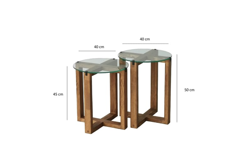 Liepene Settbord 50x40x50 cm Rundt - Brun - Møbler - Bord - Sofabord