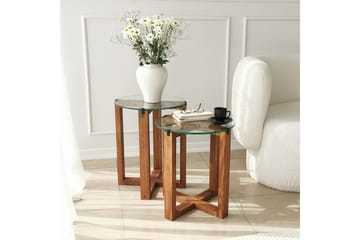 Liepene Settbord 50x40x50 cm Rundt - Brun - Møbler - Bord - Sofabord