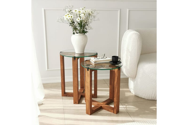 Liepene Settbord 50x40x50 cm Rundt - Brun - Møbler - Bord - Sofabord