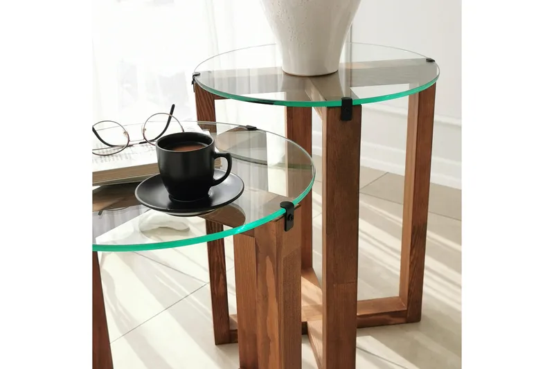 Liepene Settbord 50x40x50 cm Rundt - Brun - Møbler - Bord - Sofabord