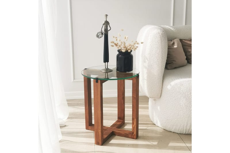 Liepene Settbord 50x40x50 cm Rundt - Brun - Møbler - Bord - Sofabord