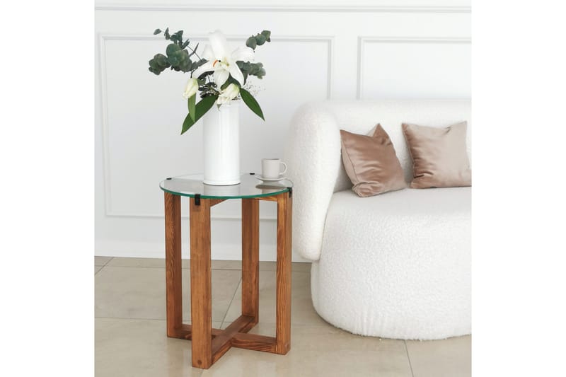Liepene Settbord 50x40x50 cm Rundt - Brun - Møbler - Bord - Sofabord