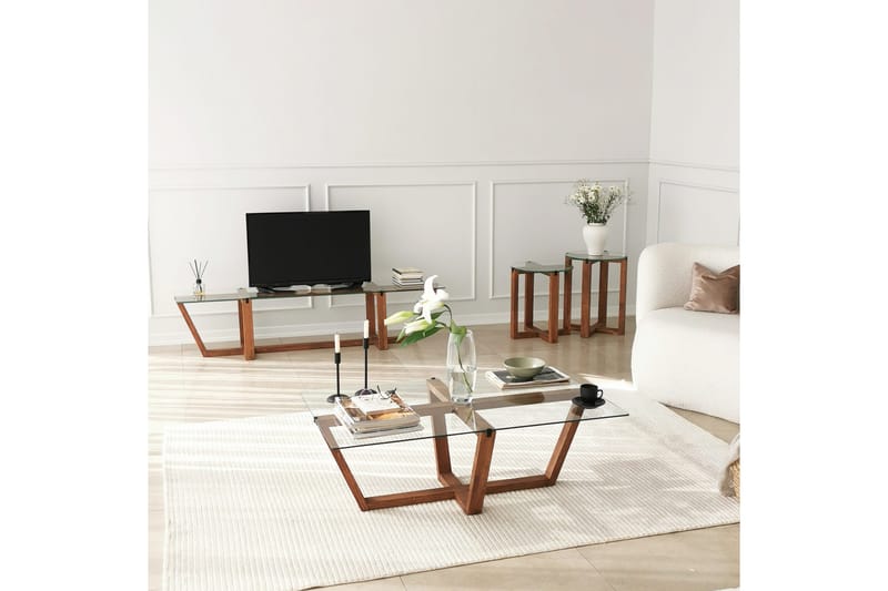 Liepene Settbord 50x40x50 cm Rundt - Brun - Møbler - Bord - Sofabord