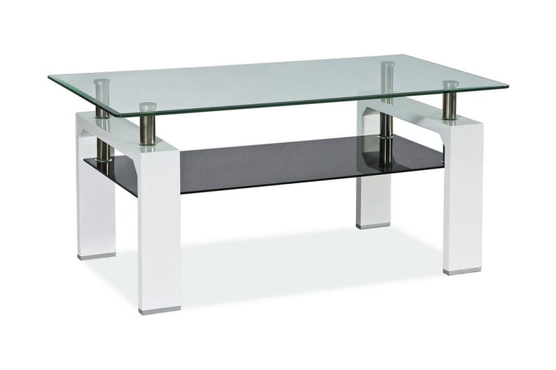 Lissana II Sofabord 110 cm med Oppbevaring Hylle - Hvit/Grå - Møbler - Bord - Sofabord