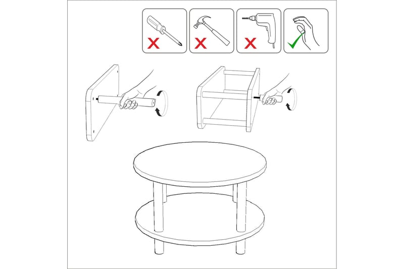 Lofita Sofabord 70x43,7x70 cm Rundt - Brun/Svart - Møbler - Bord - Sofabord
