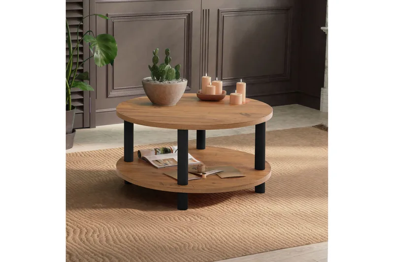 Lofita Sofabord 70x43,7x70 cm Rundt - Brun/Svart - Møbler - Bord - Sofabord