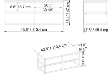 Lunnom Sofabord 110 cm med Oppbevaringshylle - Brun/Svart - Møbler - Bord - Sofabord